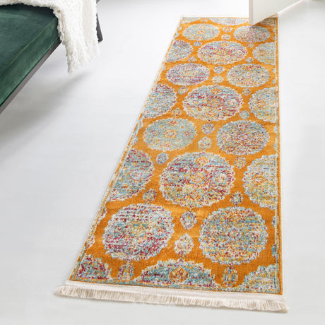 Orange 2' 7 x 10' Paragon Runner Area Rug 100% Polypropylene Colorful Vivid Boho Style Modern Carpet for Unique Interiors for Sale at Rug Engine