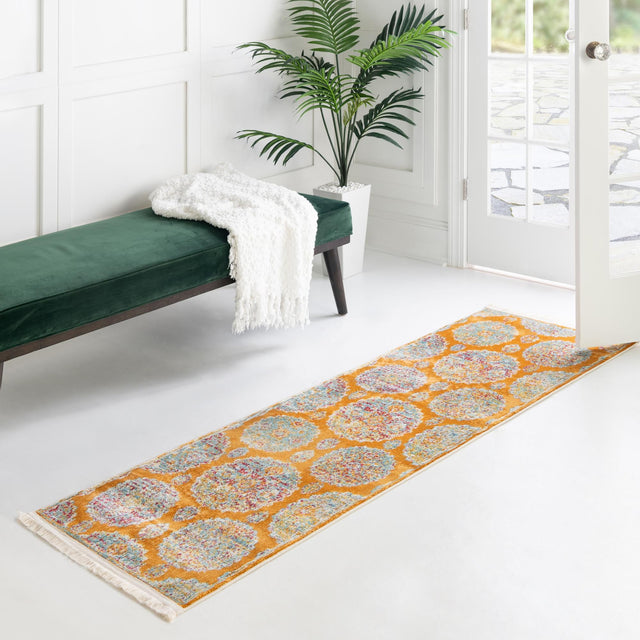 Orange 2' 7 x 12' Paragon Runner Area Rug 100% Polypropylene Colorful Vivid Boho Style Modern Carpet for Unique Interiors for Sale at Rug Engine