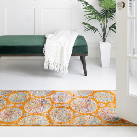 Orange 2' 7 x 10' Paragon Runner Area Rug 100% Polypropylene Colorful Vivid Boho Style Modern Carpet for Unique Interiors for Sale at Rug Engine