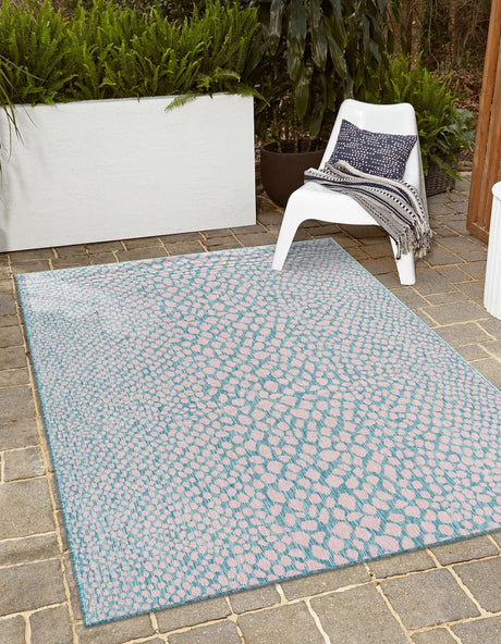 Pink and Aqua 9' x 12' Jill Zarin Outdoor Rectangle Area Rug Weather Resistant for Patio, Deck, Terrace, Balcony, Porch Durable 100% Polypropylene Carpet for Outside for Sale at Rug Engine