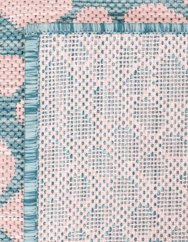 Pink and Aqua 7' 10 x 10' Jill Zarin Outdoor Rectangle Area Rug Weather Resistant for Patio, Deck, Terrace, Balcony, Porch Durable 100% Polypropylene Carpet for Outside for Sale at Rug Engine