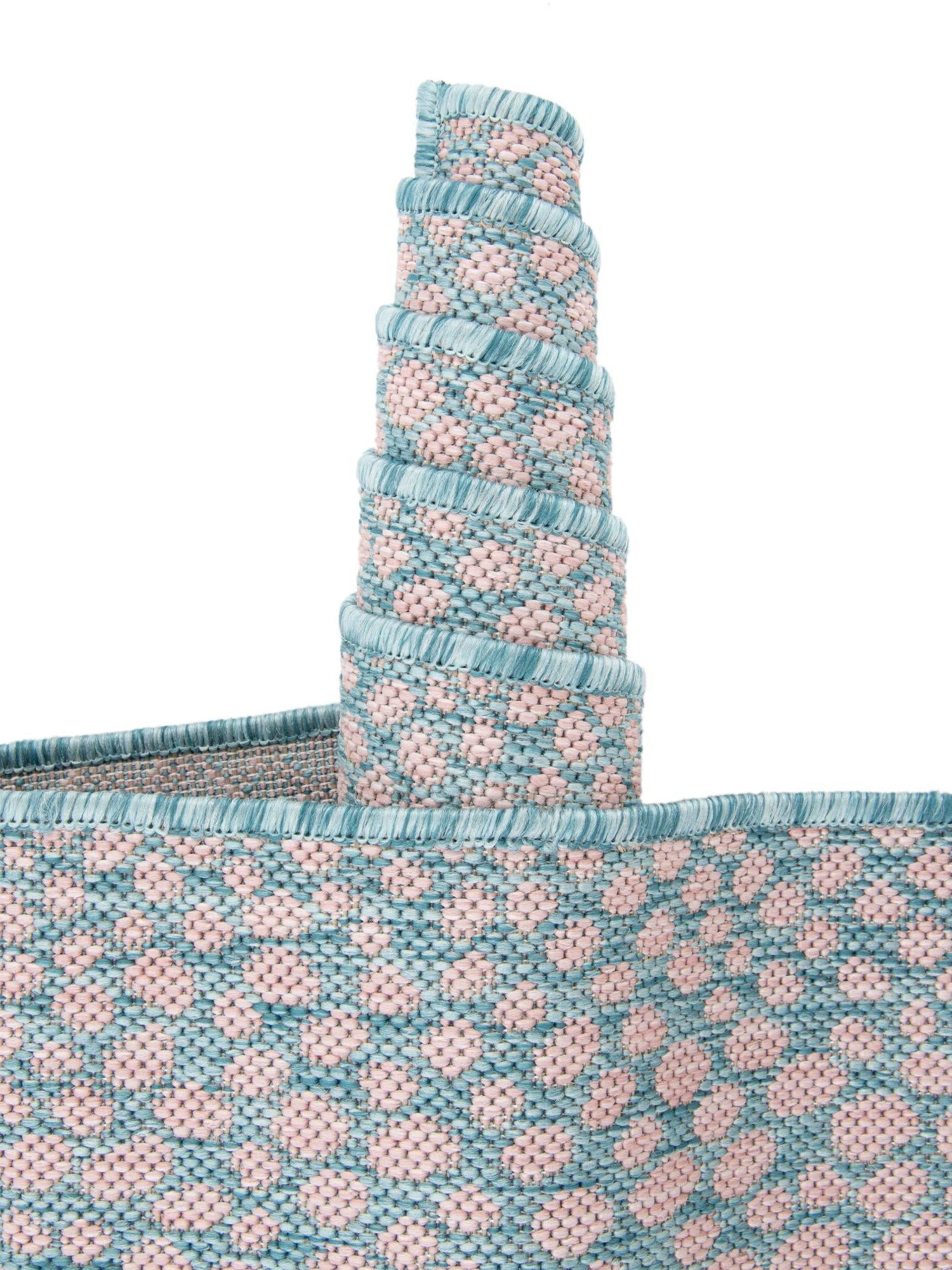 Pink and Aqua 6' 1 x 9' Jill Zarin Outdoor Rectangle Area Rug Weather Resistant for Patio, Deck, Terrace, Balcony, Porch Durable 100% Polypropylene Carpet for Outside for Sale at Rug Engine