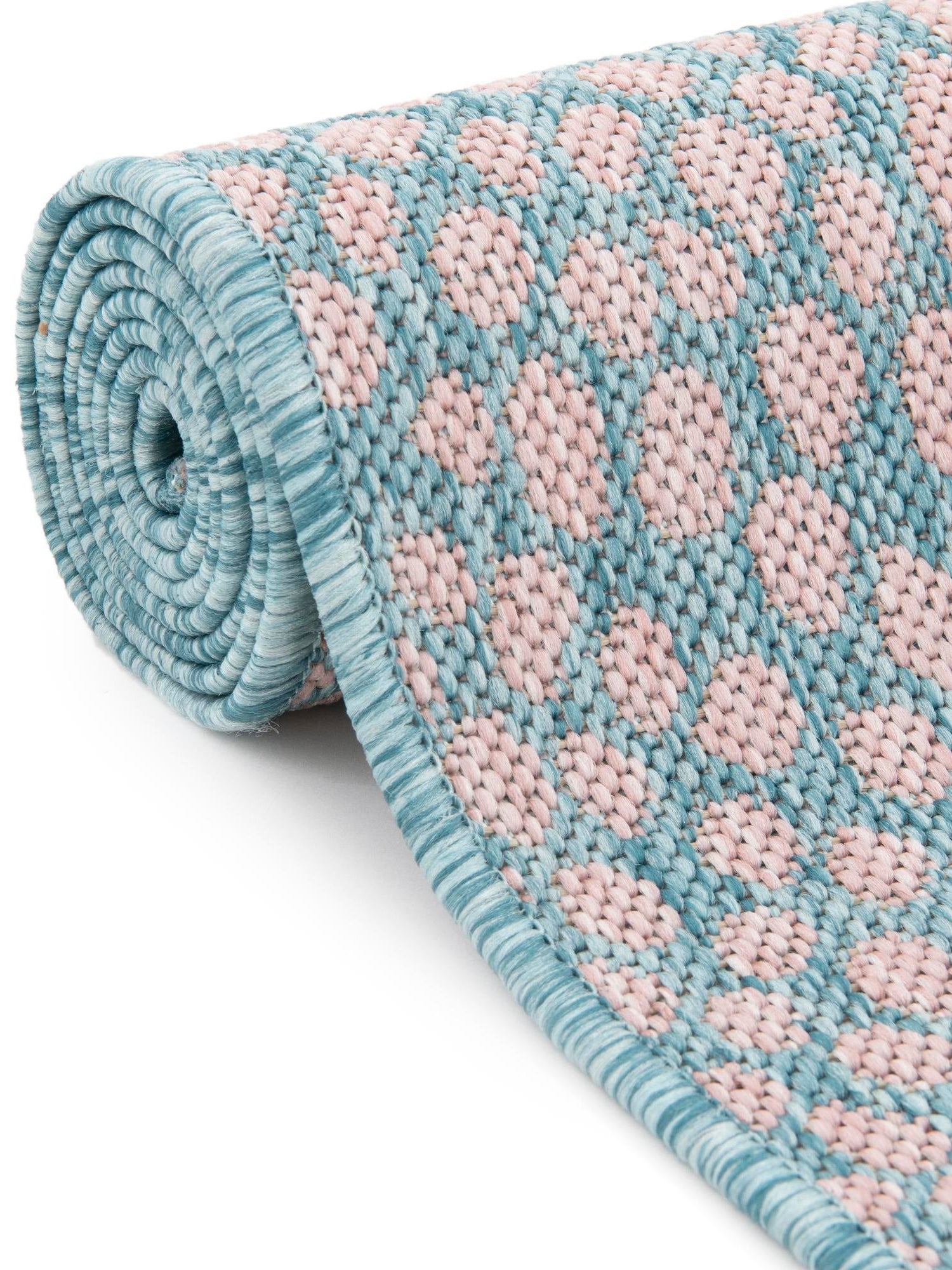 Pink and Aqua 6' 1 x 9' Jill Zarin Outdoor Rectangle Area Rug Weather Resistant for Patio, Deck, Terrace, Balcony, Porch Durable 100% Polypropylene Carpet for Outside for Sale at Rug Engine