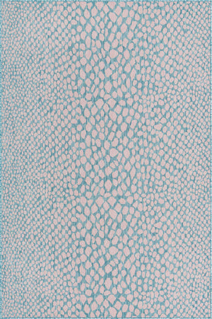 Pink and Aqua 5' 3 x 8' Jill Zarin Outdoor Rectangle Area Rug Weather Resistant for Patio, Deck, Terrace, Balcony, Porch Durable 100% Polypropylene Carpet for Outside for Sale at Rug Engine