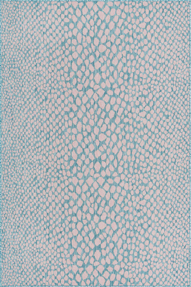 Pink and Aqua 5' 3 x 8' Jill Zarin Outdoor Rectangle Area Rug Weather Resistant for Patio, Deck, Terrace, Balcony, Porch Durable 100% Polypropylene Carpet for Outside for Sale at Rug Engine
