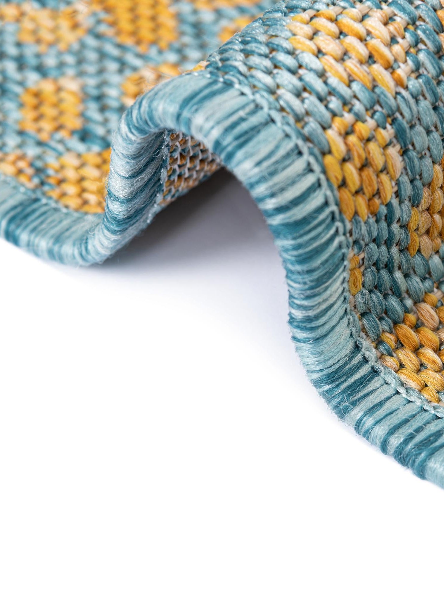 Yellow and Aqua 2' x 3' 1 Jill Zarin Outdoor Rectangle Area Rug Weather Resistant for Patio, Deck, Terrace, Balcony, Porch Durable 100% Polypropylene Carpet for Outside for Sale at Rug Engine