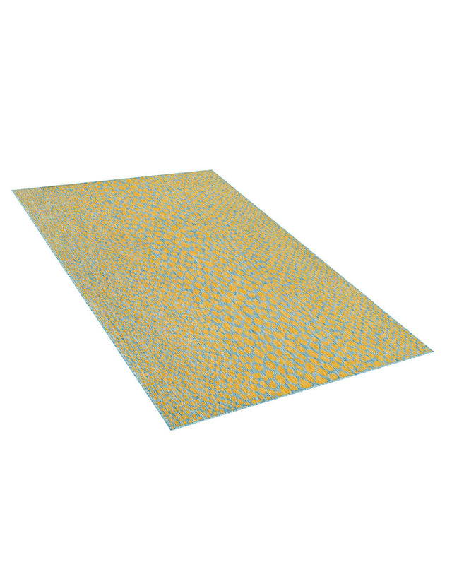 Yellow and Aqua 5' 3 x 8' Jill Zarin Outdoor Rectangle Area Rug Weather Resistant for Patio, Deck, Terrace, Balcony, Porch Durable 100% Polypropylene Carpet for Outside for Sale at Rug Engine