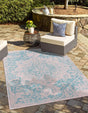 Pink and Aqua 9' x 12' Jill Zarin Outdoor Rectangle Area Rug Weather Resistant for Patio, Deck, Terrace, Balcony, Porch Durable 100% Polypropylene Carpet for Outside for Sale at Rug Engine