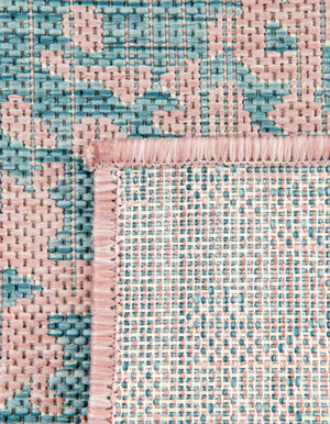 Pink and Aqua 3' 1 x 5' 3 Jill Zarin Outdoor Rectangle Area Rug Weather Resistant for Patio, Deck, Terrace, Balcony, Porch Durable 100% Polypropylene Carpet for Outside for Sale at Rug Engine