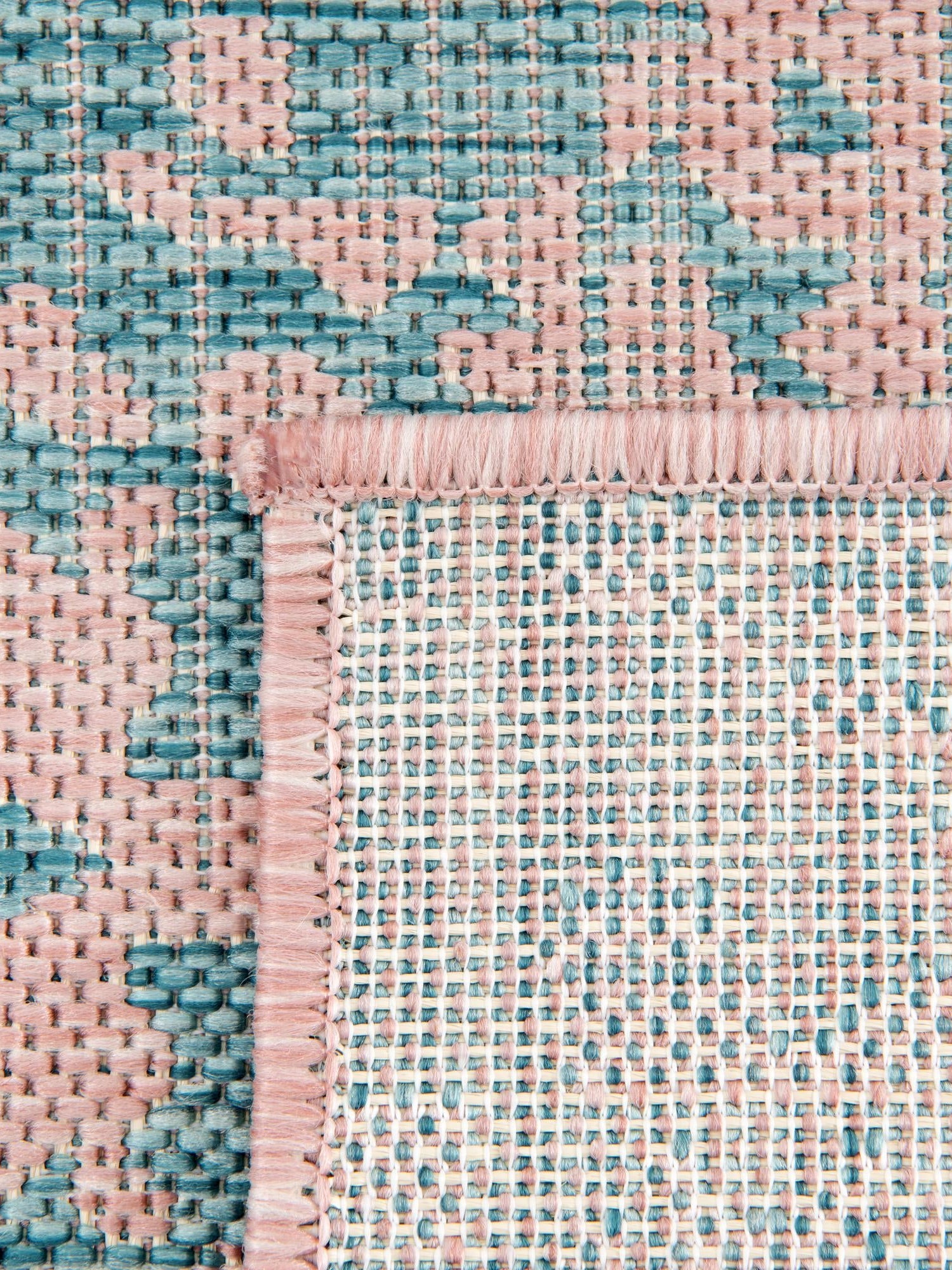 Pink and Aqua 9' x 12' Jill Zarin Outdoor Rectangle Area Rug Weather Resistant for Patio, Deck, Terrace, Balcony, Porch Durable 100% Polypropylene Carpet for Outside for Sale at Rug Engine