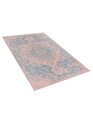 Pink and Aqua 5' 3 x 8' Jill Zarin Outdoor Rectangle Area Rug Weather Resistant for Patio, Deck, Terrace, Balcony, Porch Durable 100% Polypropylene Carpet for Outside for Sale at Rug Engine