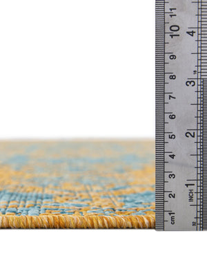 Yellow and Aqua 6' 1 x 9' Jill Zarin Outdoor Rectangle Area Rug Weather Resistant for Patio, Deck, Terrace, Balcony, Porch Durable 100% Polypropylene Carpet for Outside for Sale at Rug Engine