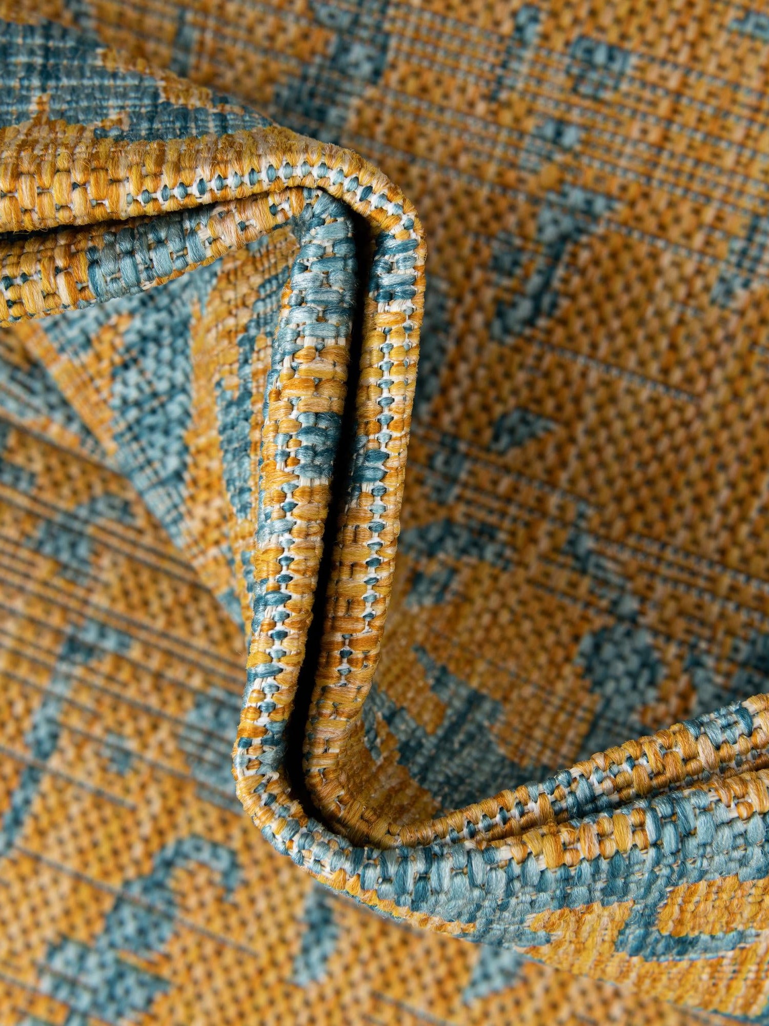 Yellow and Aqua 3' 1 x 5' 3 Jill Zarin Outdoor Rectangle Area Rug Weather Resistant for Patio, Deck, Terrace, Balcony, Porch Durable 100% Polypropylene Carpet for Outside for Sale at Rug Engine