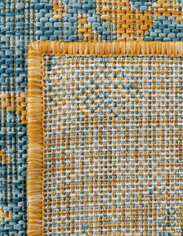 Yellow and Aqua 4' 1 x 6' 1 Jill Zarin Outdoor Rectangle Area Rug Weather Resistant for Patio, Deck, Terrace, Balcony, Porch Durable 100% Polypropylene Carpet for Outside for Sale at Rug Engine