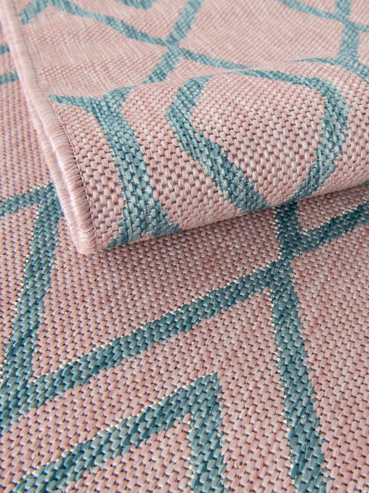 Pink and Aqua 4' 1 x 6' 1 Jill Zarin Outdoor Rectangle Area Rug Weather Resistant for Patio, Deck, Terrace, Balcony, Porch Durable 100% Polypropylene Carpet for Outside for Sale at Rug Engine