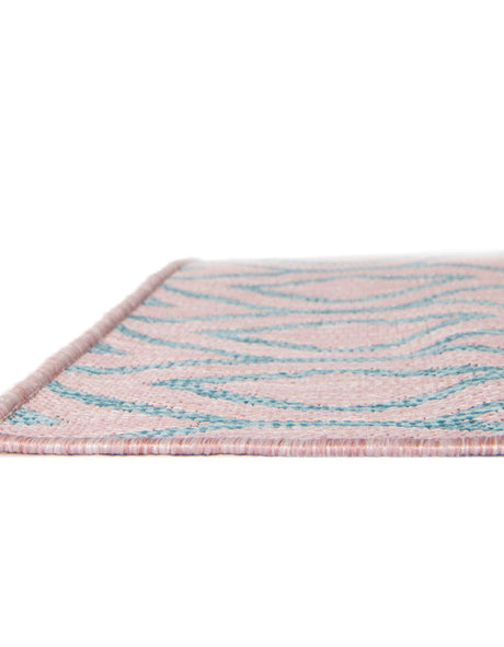 Pink and Aqua 4' 1 x 6' 1 Jill Zarin Outdoor Rectangle Area Rug Weather Resistant for Patio, Deck, Terrace, Balcony, Porch Durable 100% Polypropylene Carpet for Outside for Sale at Rug Engine