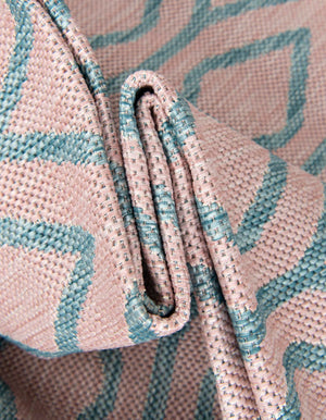 Pink and Aqua 4' 1 x 6' 1 Jill Zarin Outdoor Rectangle Area Rug Weather Resistant for Patio, Deck, Terrace, Balcony, Porch Durable 100% Polypropylene Carpet for Outside for Sale at Rug Engine