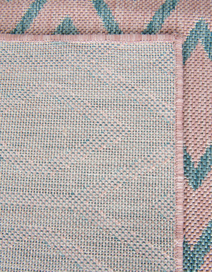 Pink and Aqua 4' 1 x 6' 1 Jill Zarin Outdoor Rectangle Area Rug Weather Resistant for Patio, Deck, Terrace, Balcony, Porch Durable 100% Polypropylene Carpet for Outside for Sale at Rug Engine