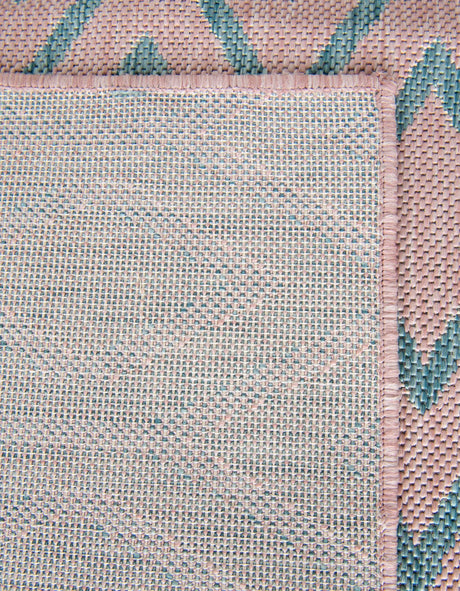 Pink and Aqua 4' 1 x 6' 1 Jill Zarin Outdoor Rectangle Area Rug Weather Resistant for Patio, Deck, Terrace, Balcony, Porch Durable 100% Polypropylene Carpet for Outside for Sale at Rug Engine