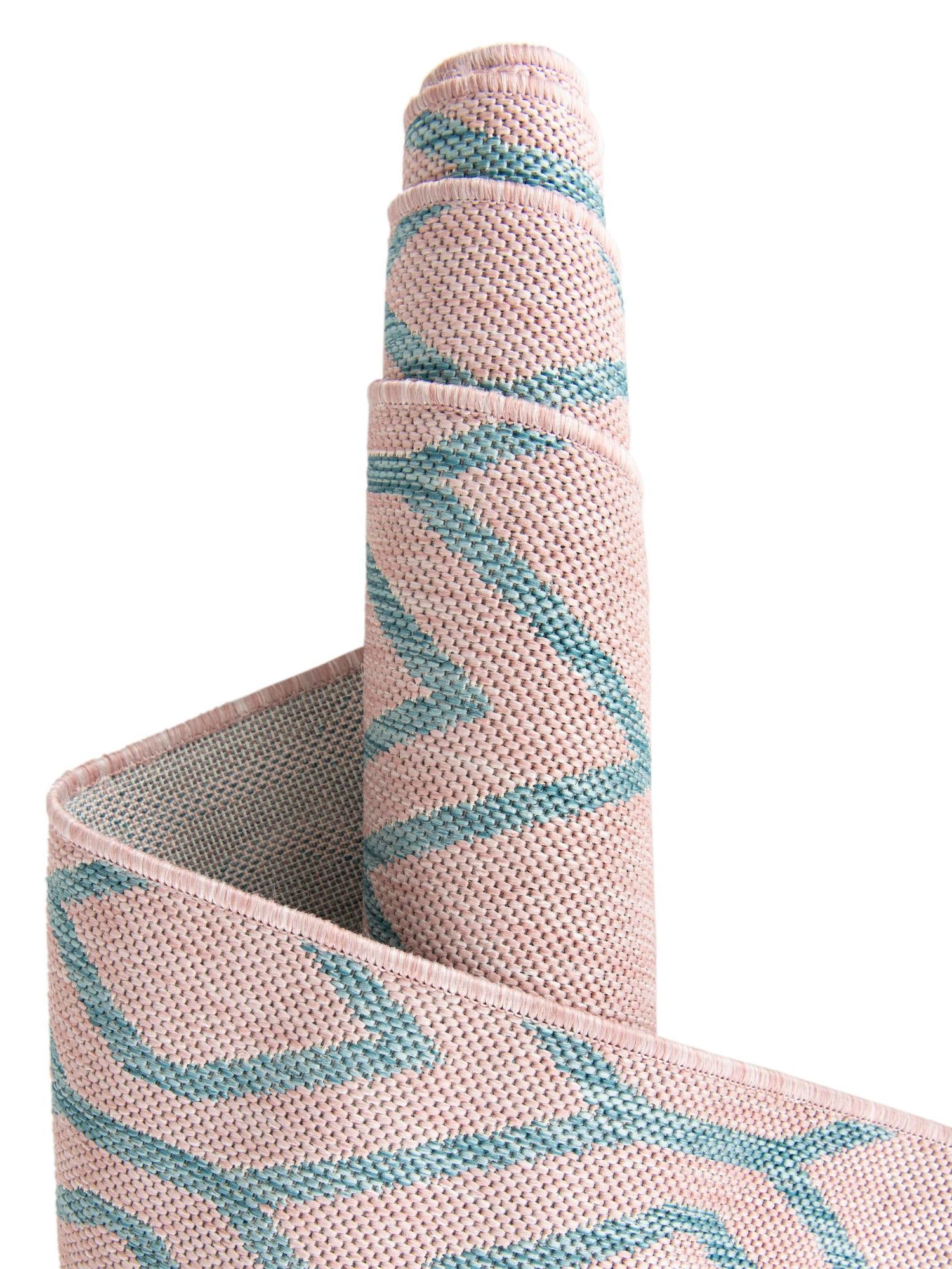 Pink and Aqua 6' 1 x 9' Jill Zarin Outdoor Rectangle Area Rug Weather Resistant for Patio, Deck, Terrace, Balcony, Porch Durable 100% Polypropylene Carpet for Outside for Sale at Rug Engine
