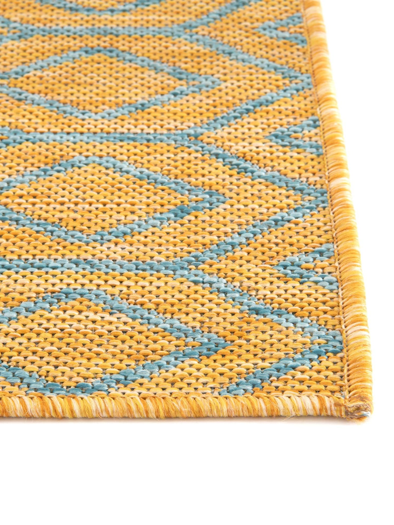Yellow and Aqua 3' 1 x 5' 3 Jill Zarin Outdoor Rectangle Area Rug Weather Resistant for Patio, Deck, Terrace, Balcony, Porch Durable 100% Polypropylene Carpet for Outside for Sale at Rug Engine