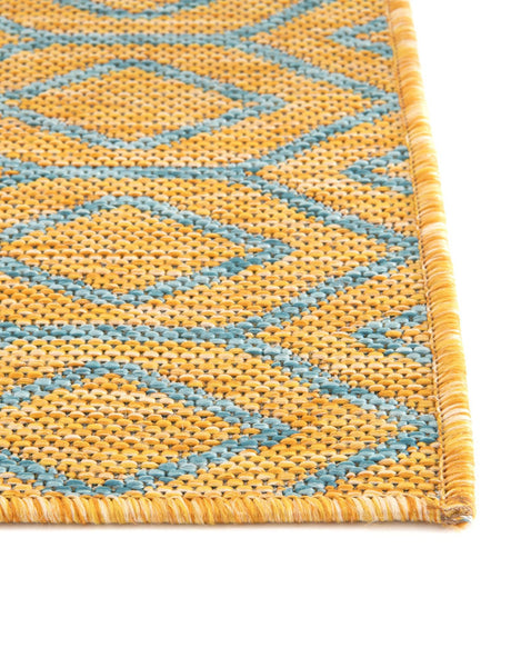 Yellow and Aqua 3' 1 x 5' 3 Jill Zarin Outdoor Rectangle Area Rug Weather Resistant for Patio, Deck, Terrace, Balcony, Porch Durable 100% Polypropylene Carpet for Outside for Sale at Rug Engine