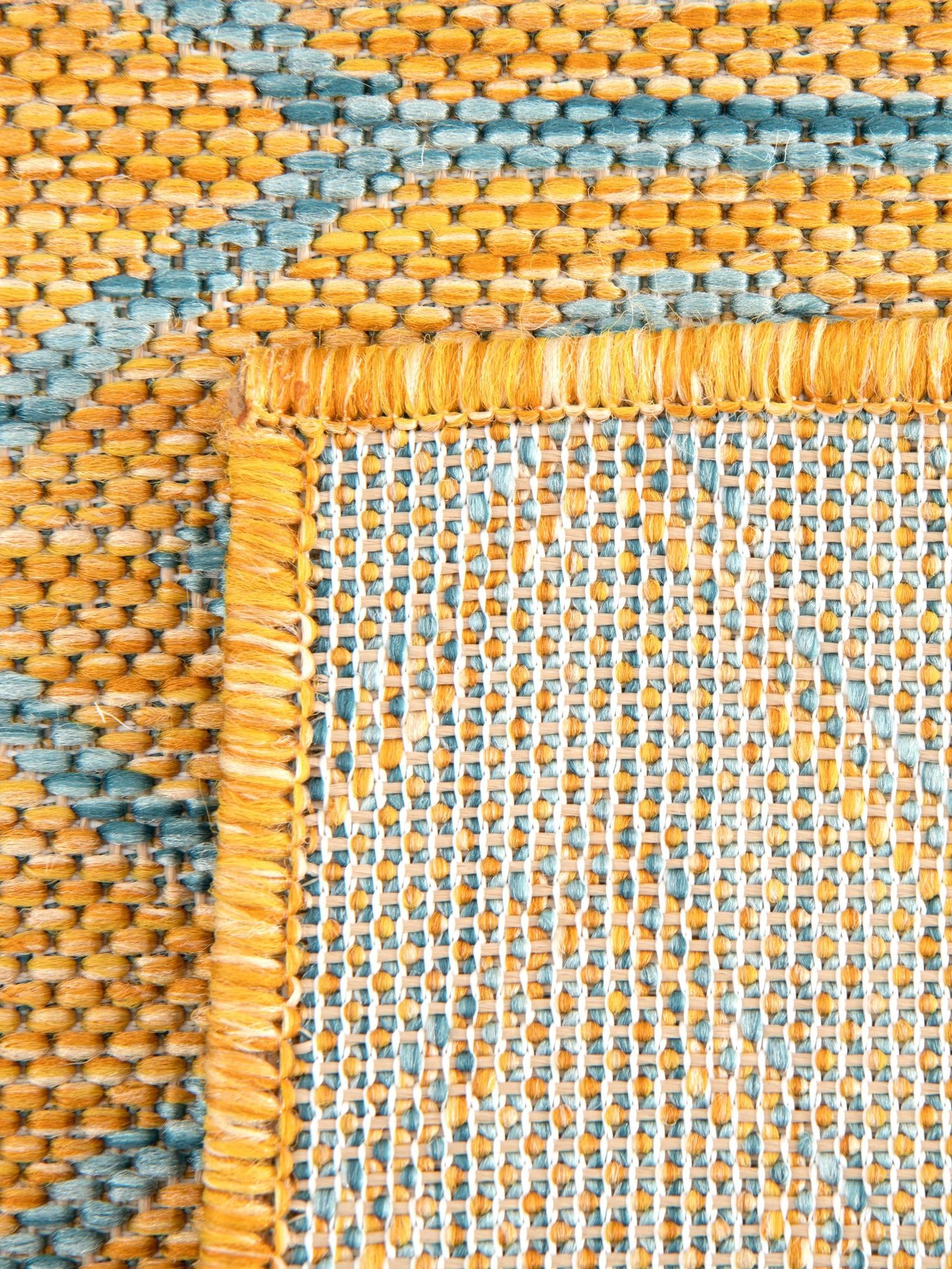 Yellow and Aqua 3' 1 x 5' 3 Jill Zarin Outdoor Rectangle Area Rug Weather Resistant for Patio, Deck, Terrace, Balcony, Porch Durable 100% Polypropylene Carpet for Outside for Sale at Rug Engine