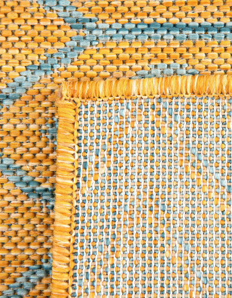 Yellow and Aqua 3' 1 x 5' 3 Jill Zarin Outdoor Rectangle Area Rug Weather Resistant for Patio, Deck, Terrace, Balcony, Porch Durable 100% Polypropylene Carpet for Outside for Sale at Rug Engine