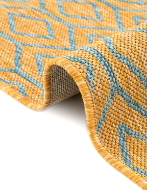 Yellow and Aqua 3' 1 x 5' 3 Jill Zarin Outdoor Rectangle Area Rug Weather Resistant for Patio, Deck, Terrace, Balcony, Porch Durable 100% Polypropylene Carpet for Outside for Sale at Rug Engine