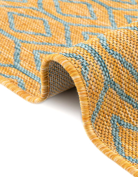 Yellow and Aqua 3' 1 x 5' 3 Jill Zarin Outdoor Rectangle Area Rug Weather Resistant for Patio, Deck, Terrace, Balcony, Porch Durable 100% Polypropylene Carpet for Outside for Sale at Rug Engine