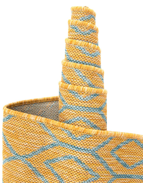 Yellow and Aqua 3' 1 x 5' 3 Jill Zarin Outdoor Rectangle Area Rug Weather Resistant for Patio, Deck, Terrace, Balcony, Porch Durable 100% Polypropylene Carpet for Outside for Sale at Rug Engine