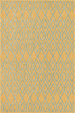 Yellow and Aqua 5' 3 x 8' Jill Zarin Outdoor Rectangle Area Rug Weather Resistant for Patio, Deck, Terrace, Balcony, Porch Durable 100% Polypropylene Carpet for Outside for Sale at Rug Engine