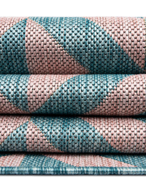 Pink and Aqua 7' 1 x 10' Jill Zarin Outdoor Rectangle Area Rug Weather Resistant for Patio, Deck, Terrace, Balcony, Porch Durable 100% Polypropylene Carpet for Outside for Sale at Rug Engine