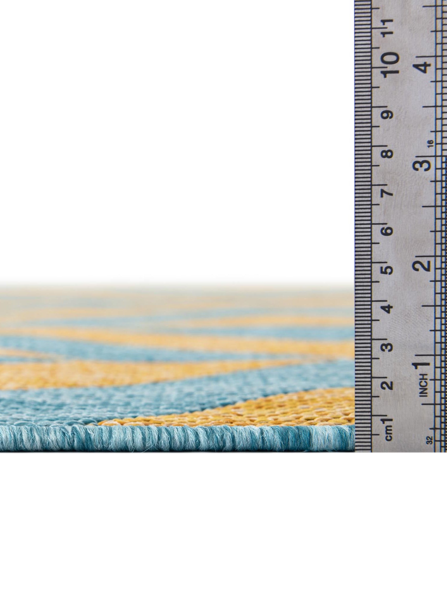 Yellow and Aqua 5' 3 x 8' Jill Zarin Outdoor Rectangle Area Rug Weather Resistant for Patio, Deck, Terrace, Balcony, Porch Durable 100% Polypropylene Carpet for Outside for Sale at Rug Engine