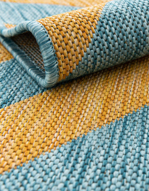 Yellow and Aqua 5' 3 x 8' Jill Zarin Outdoor Rectangle Rug