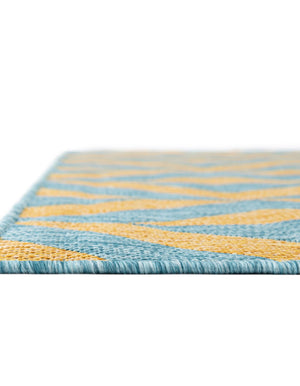 Yellow and Aqua 5' 3 x 8' Jill Zarin Outdoor Rectangle Rug