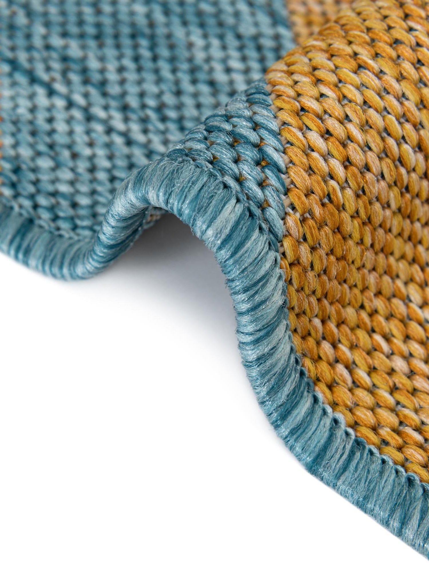 Yellow and Aqua 5' 3 x 8' Jill Zarin Outdoor Rectangle Area Rug Weather Resistant for Patio, Deck, Terrace, Balcony, Porch Durable 100% Polypropylene Carpet for Outside for Sale at Rug Engine