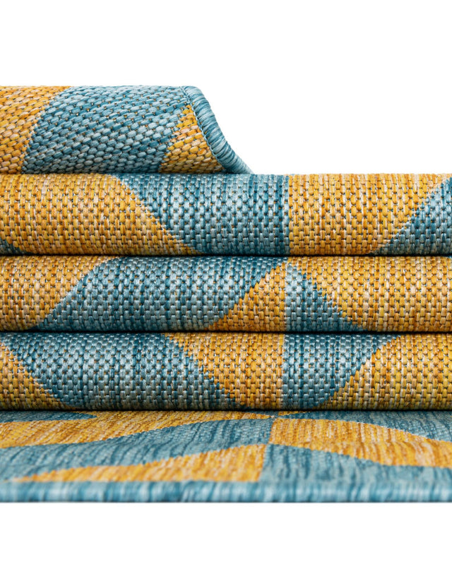 Yellow and Aqua 2' x 3' 1 Jill Zarin Outdoor Rectangle Area Rug Weather Resistant for Patio, Deck, Terrace, Balcony, Porch Durable 100% Polypropylene Carpet for Outside for Sale at Rug Engine