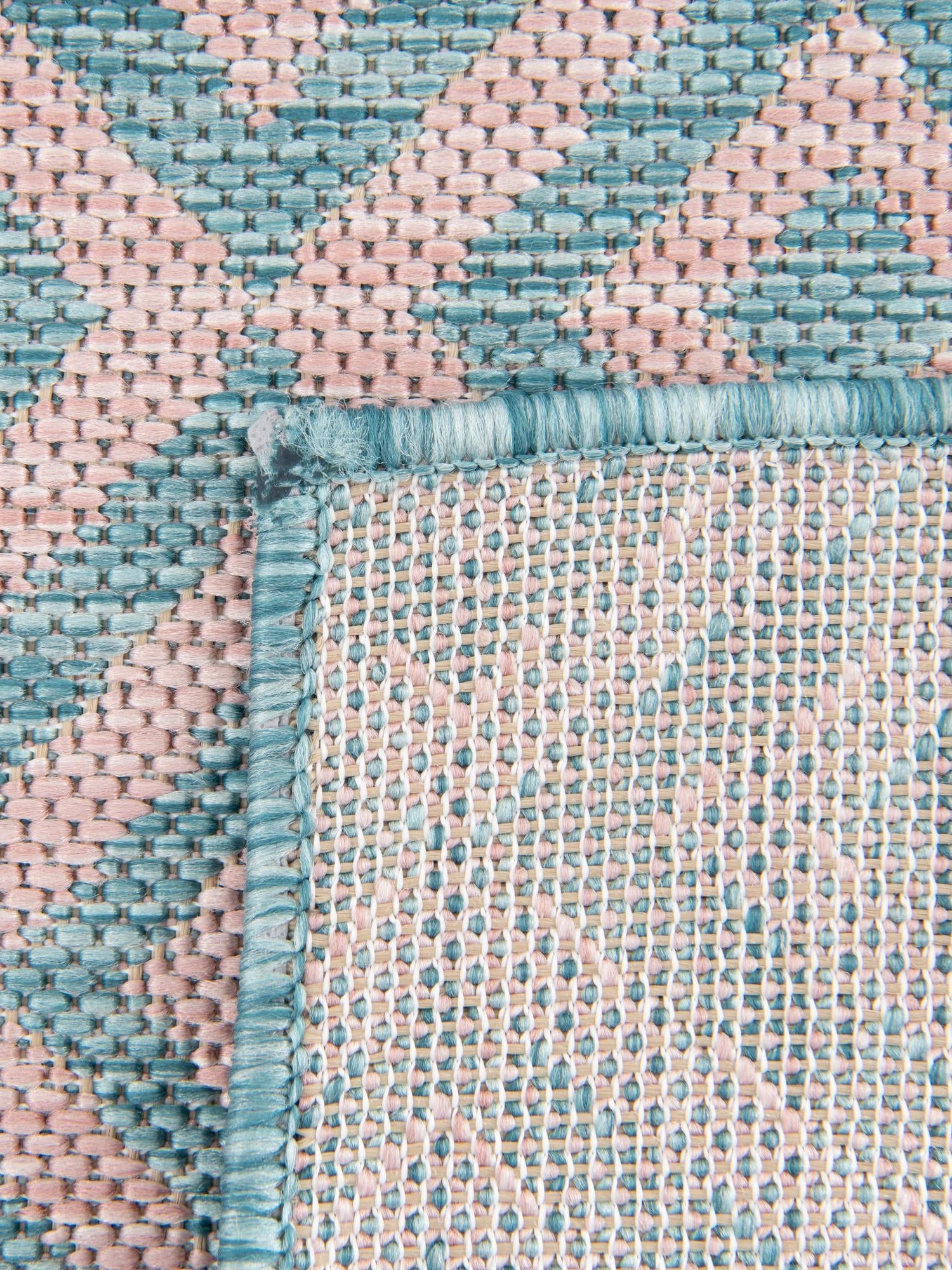 Pink and Aqua 2' x 3' 1 Jill Zarin Outdoor Rectangle Area Rug Weather Resistant for Patio, Deck, Terrace, Balcony, Porch Durable 100% Polypropylene Carpet for Outside for Sale at Rug Engine