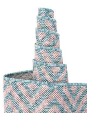 Pink and Aqua 7' 1 x 10' Jill Zarin Outdoor Rectangle Area Rug Weather Resistant for Patio, Deck, Terrace, Balcony, Porch Durable 100% Polypropylene Carpet for Outside for Sale at Rug Engine