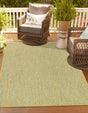 Yellow and Aqua 5' 3 x 8' Jill Zarin Outdoor Rectangle Area Rug Weather Resistant for Patio, Deck, Terrace, Balcony, Porch Durable 100% Polypropylene Carpet for Outside for Sale at Rug Engine