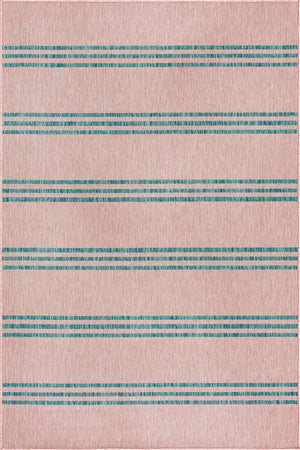 Pink and Aqua 5' 3 x 8' Jill Zarin Outdoor Rectangle Area Rug Weather Resistant for Patio, Deck, Terrace, Balcony, Porch Durable 100% Polypropylene Carpet for Outside for Sale at Rug Engine