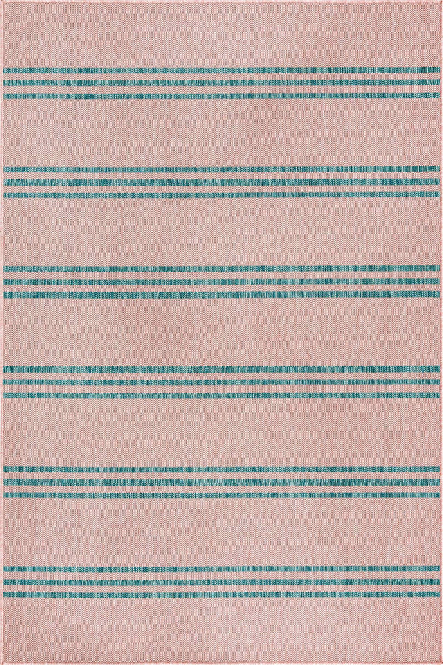 Pink and Aqua 5' 3 x 8' Jill Zarin Outdoor Rectangle Area Rug Weather Resistant for Patio, Deck, Terrace, Balcony, Porch Durable 100% Polypropylene Carpet for Outside for Sale at Rug Engine