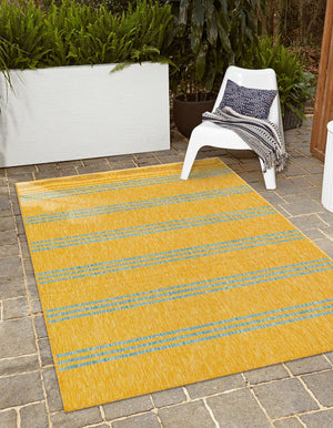 Yellow and Aqua 2' x 3' 1 Jill Zarin Outdoor Rectangle Area Rug Weather Resistant for Patio, Deck, Terrace, Balcony, Porch Durable 100% Polypropylene Carpet for Outside for Sale at Rug Engine