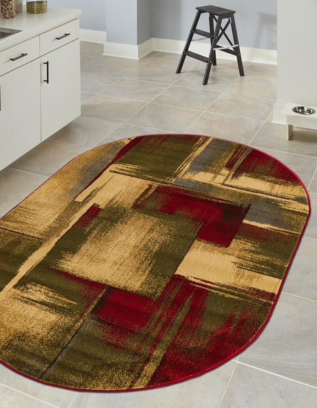 Multicolor 4' 1 x 6' 1 Barista Oval Area Rug 100% Polypropylene Abstract Modern Geometric Carpet for Living Room Dining Office Dorm Room Decor for Sale at Rug Engine