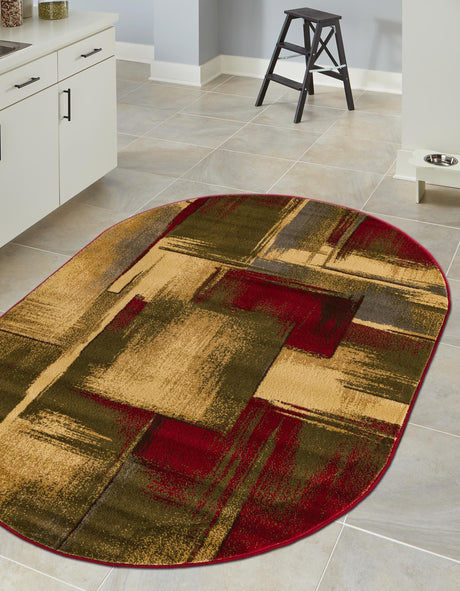 Multicolor 5' 3 x 8' Barista Oval Area Rug 100% Polypropylene Abstract Modern Geometric Carpet for Living Room Dining Office Dorm Room Decor for Sale at Rug Engine