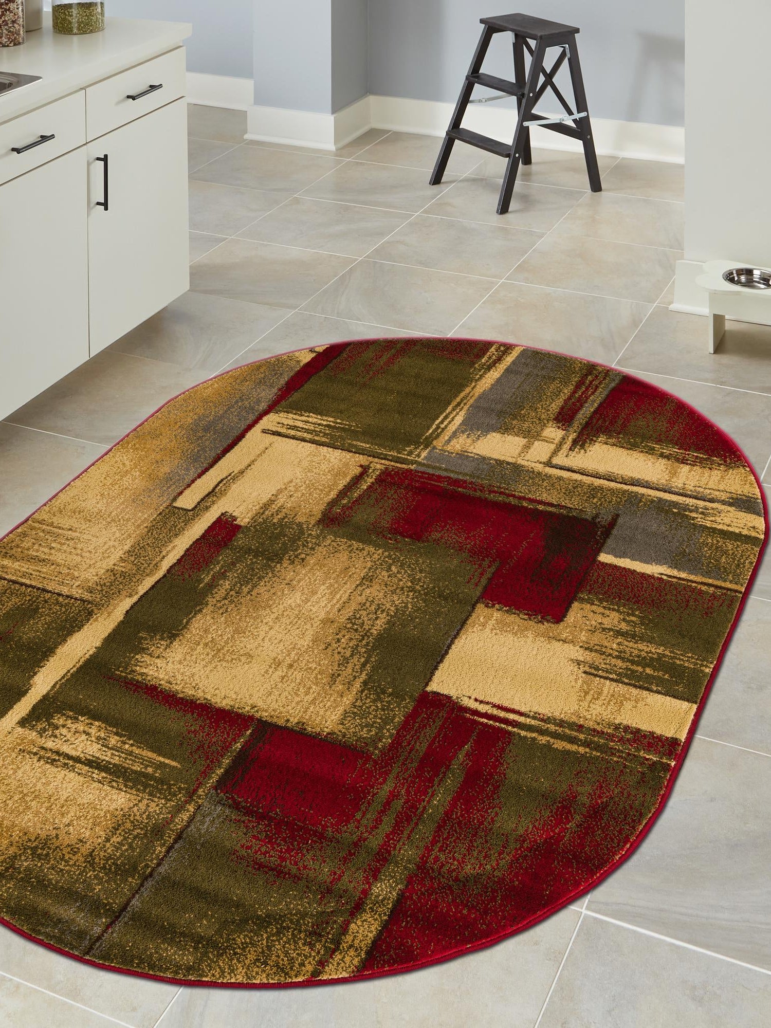 Multicolor 2' x 3' 1 Barista Oval Area Rug 100% Polypropylene Abstract Modern Geometric Carpet for Living Room Dining Office Dorm Room Decor for Sale at Rug Engine