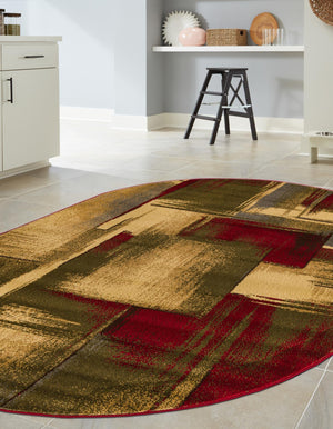 Multicolor 5' 3 x 8' Barista Oval Area Rug 100% Polypropylene Abstract Modern Geometric Carpet for Living Room Dining Office Dorm Room Decor for Sale at Rug Engine