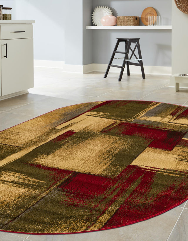 Multicolor 5' 3 x 8' Barista Oval Area Rug 100% Polypropylene Abstract Modern Geometric Carpet for Living Room Dining Office Dorm Room Decor for Sale at Rug Engine