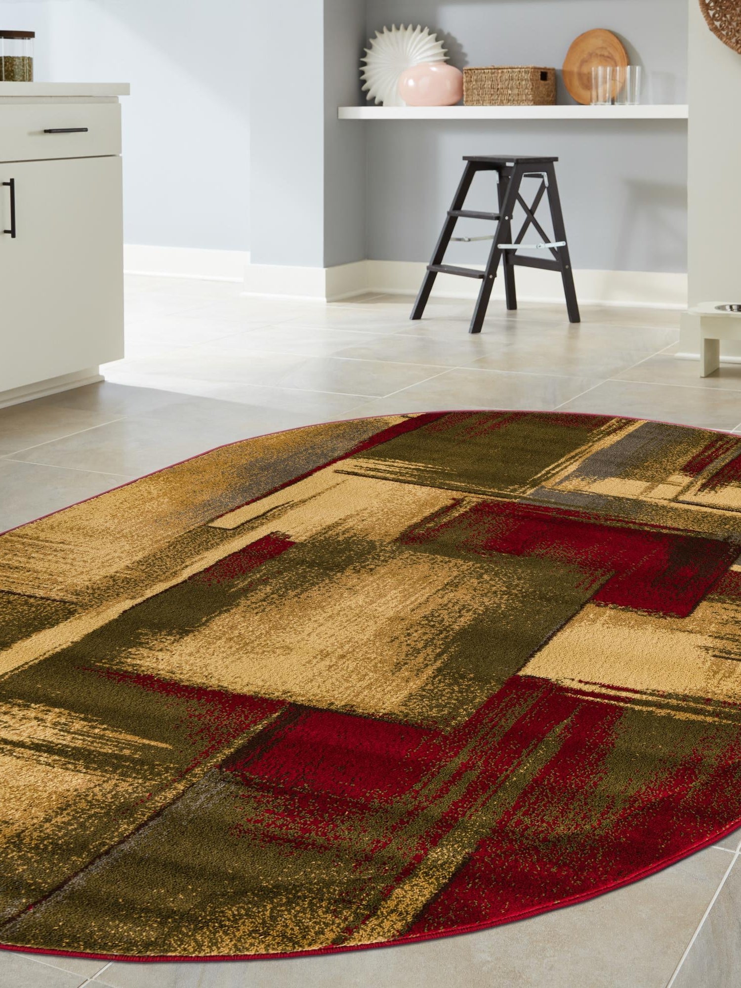 Multicolor 3' 1 x 5' 3 Barista Oval Area Rug 100% Polypropylene Abstract Modern Geometric Carpet for Living Room Dining Office Dorm Room Decor for Sale at Rug Engine